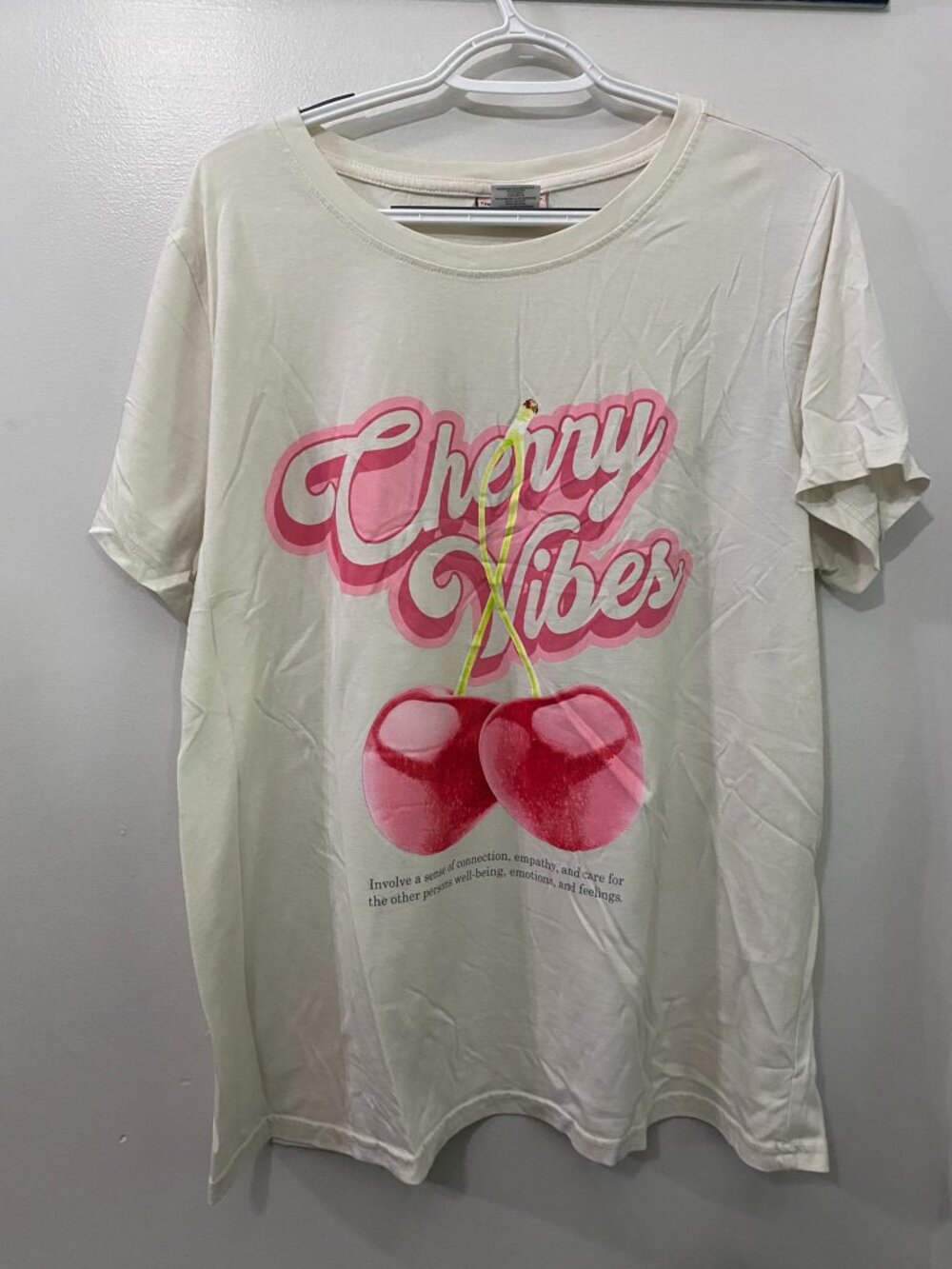 NWOT The Pink Closet Cherry Vibes White T-Shirt 2X
